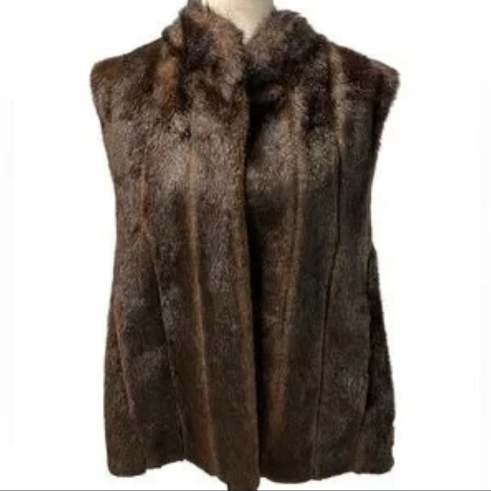 Fabulous Furs Chocolate Faux Fur Vest Donna Sayler collection